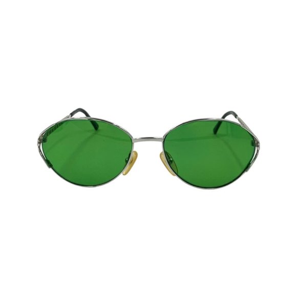 80\'s 90\'s Small CHRISTIAN DIOR Sunglasses Eyewear Silver Metal Frames Green Lens main image 4